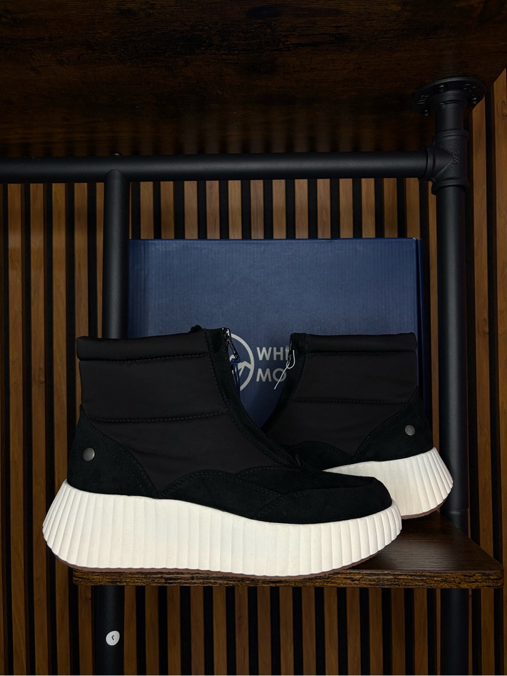 White Mountain Women's Black & White Platform Ankle Boots